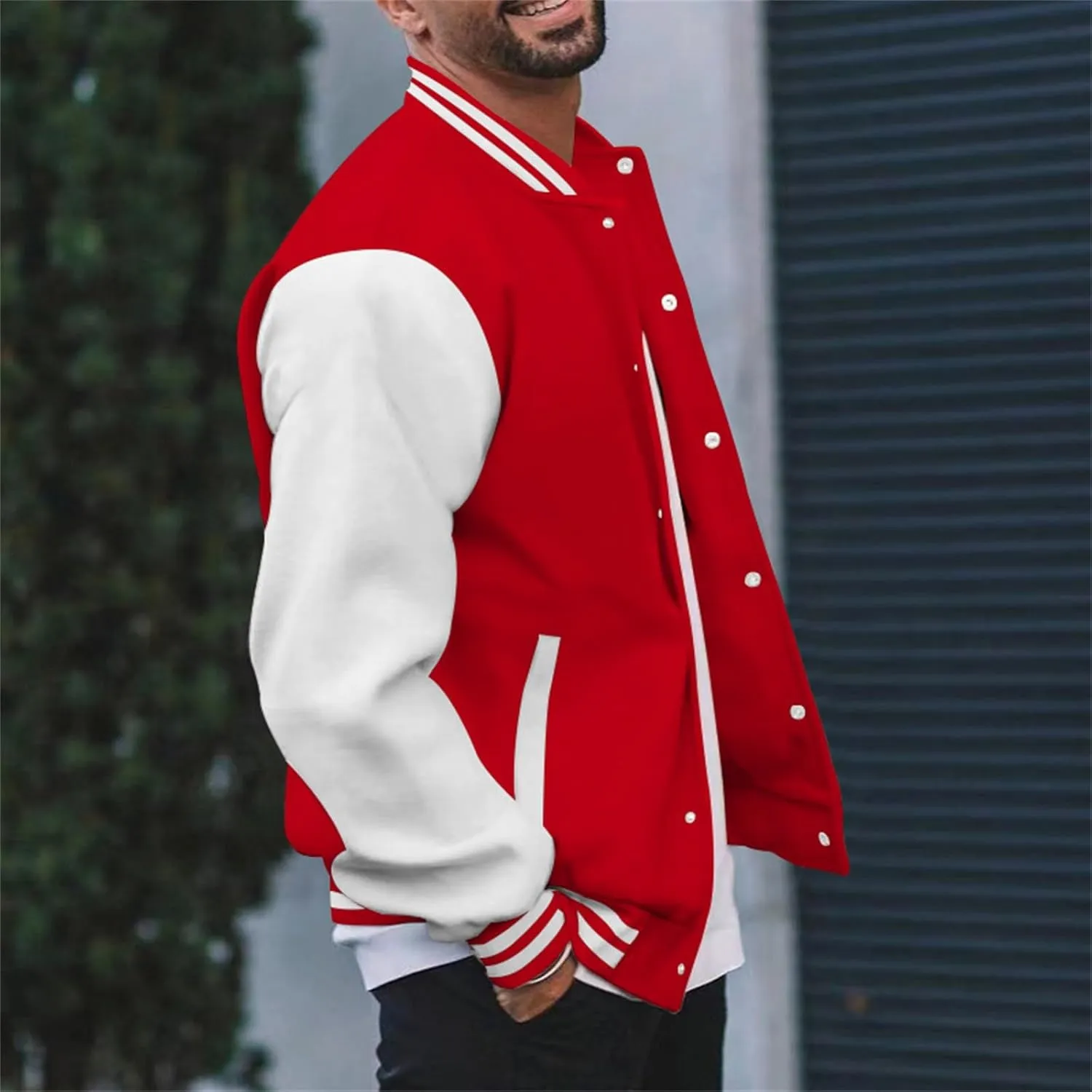 Mens Varsity Jackets Faux Leather Sleeve Letterman Baseball Jacket Bomber Coat Harajuku Vintage Tops