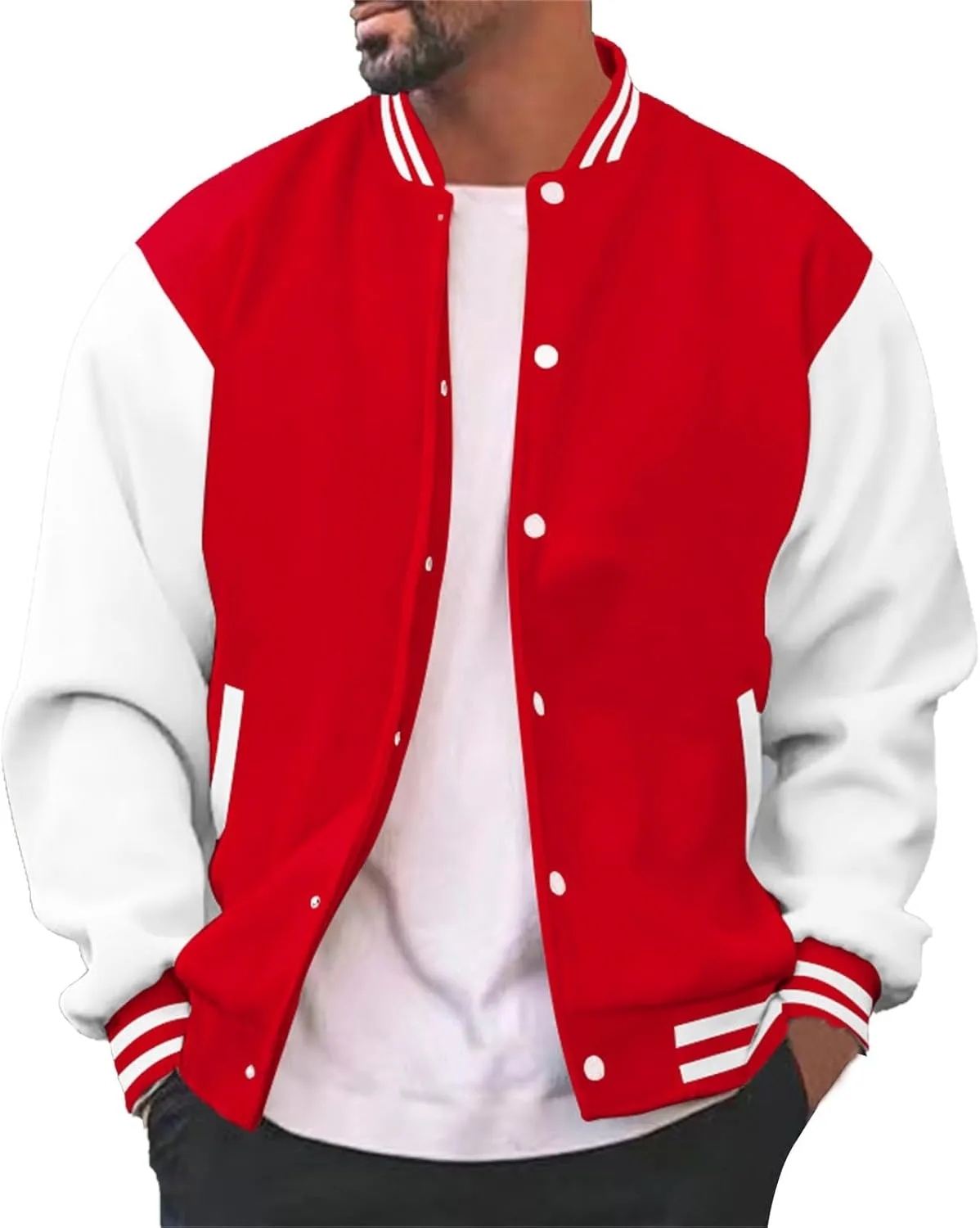 Mens Varsity Jackets Faux Leather Sleeve Letterman Baseball Jacket Bomber Coat Harajuku Vintage Tops