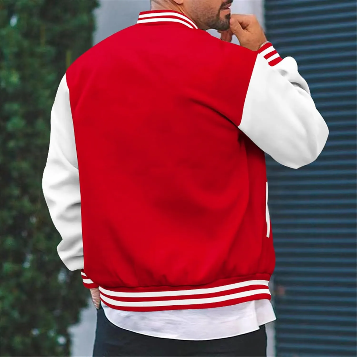 Mens Varsity Jackets Faux Leather Sleeve Letterman Baseball Jacket Bomber Coat Harajuku Vintage Tops