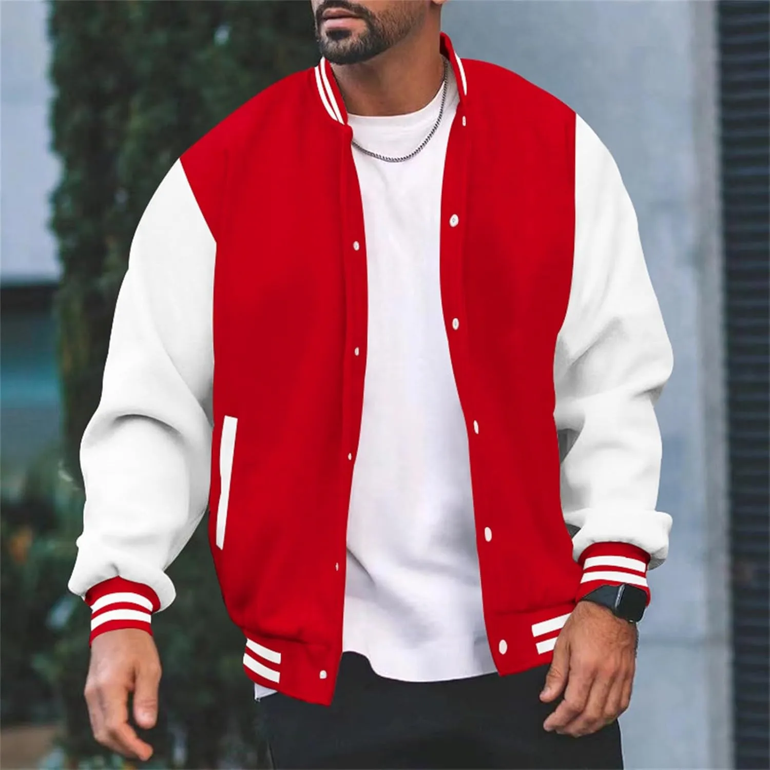 Mens Varsity Jackets Faux Leather Sleeve Letterman Baseball Jacket Bomber Coat Harajuku Vintage Tops