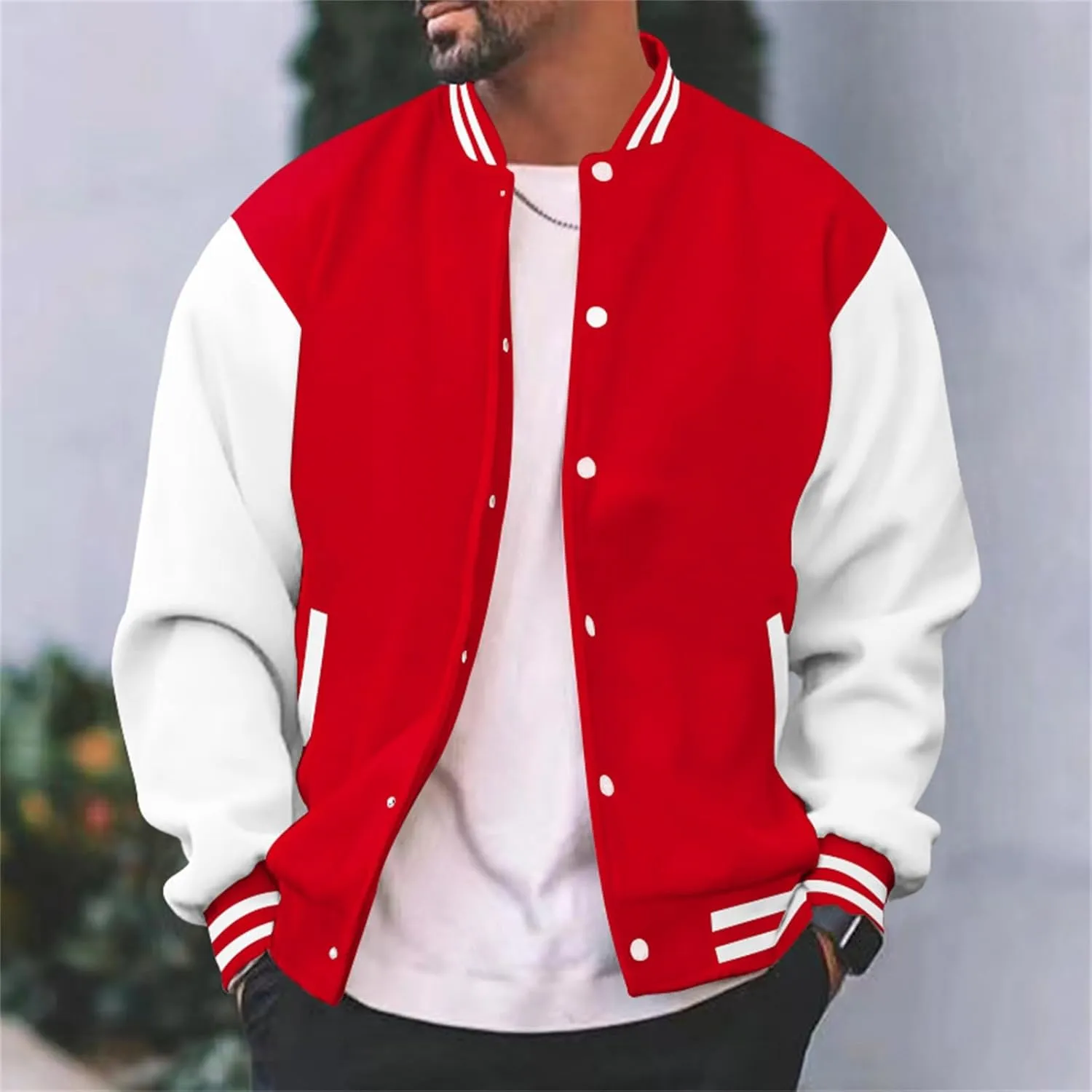 Mens Varsity Jackets Faux Leather Sleeve Letterman Baseball Jacket Bomber Coat Harajuku Vintage Tops