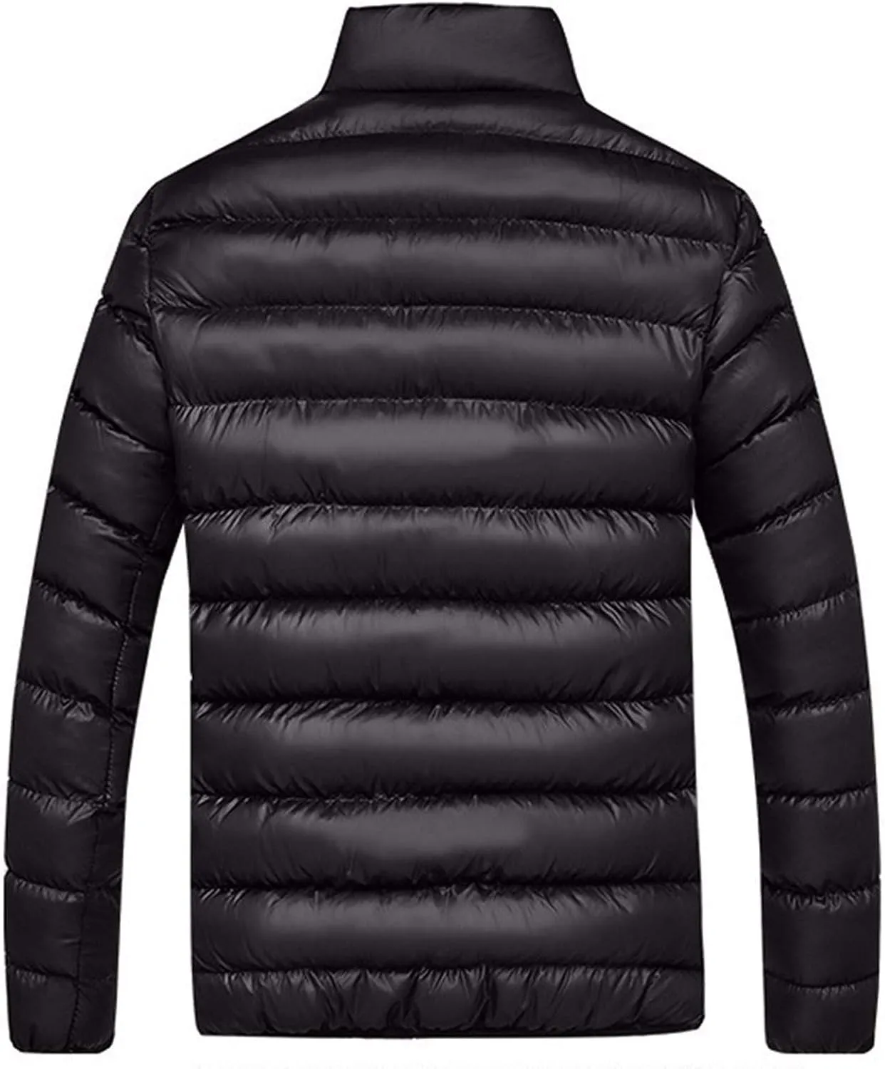 Mens Winter Puffer Jacket Full Zip Quilted Warm Packable Down Coats Lightweight Plus Size Puffy Stand Collar Jackets