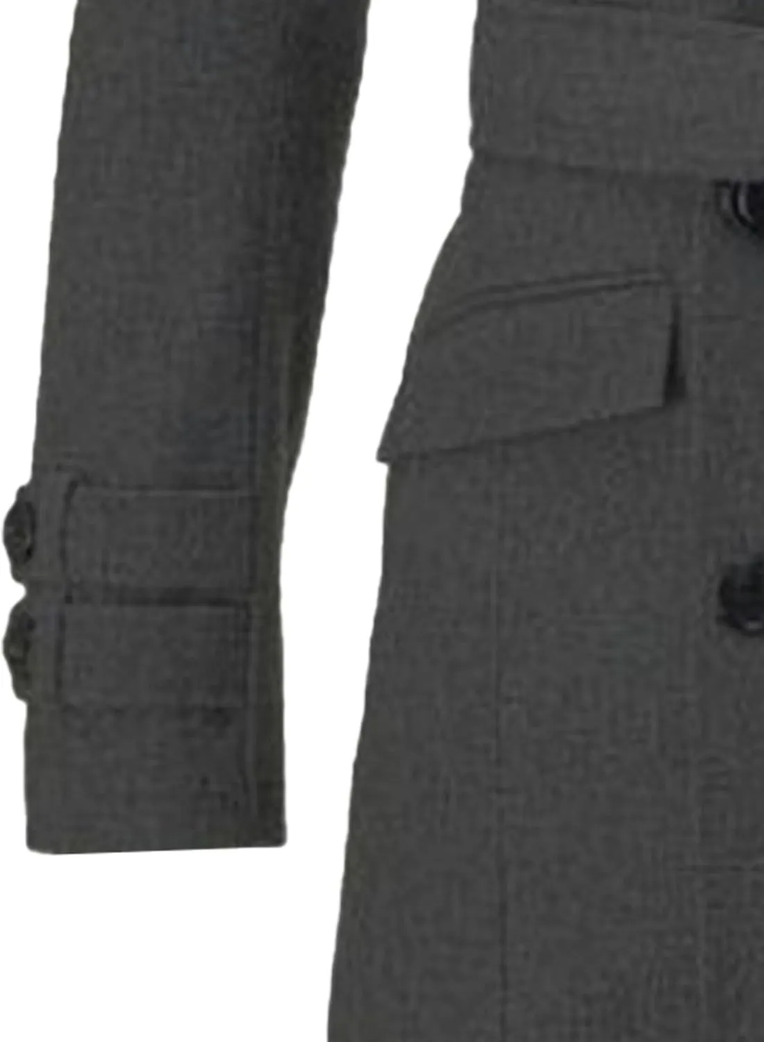 Men's Wool Blend Pea Coat Warm Winter Business Trench Coat Jackets Notched Band Collar Double Breasted Overcoat