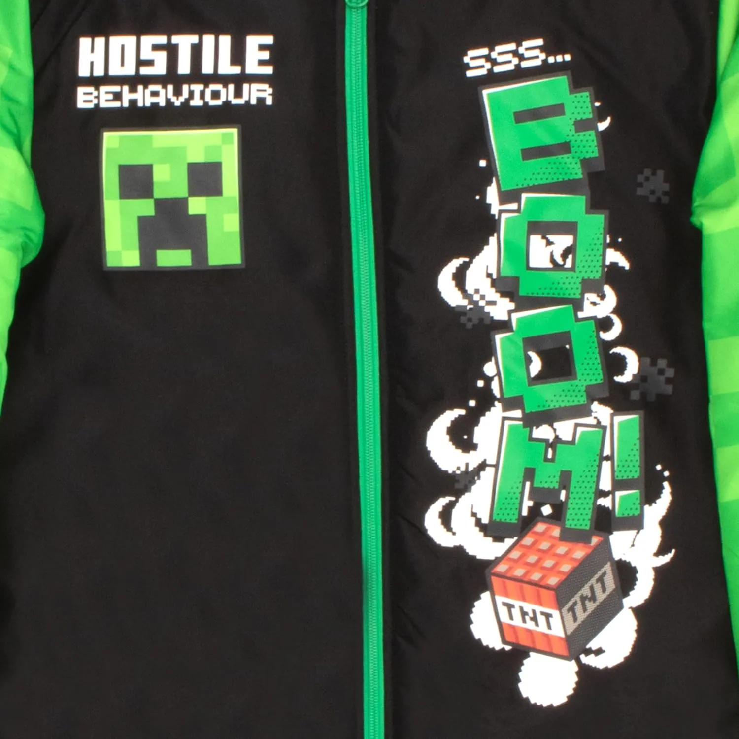 Minecraft Bomber Jacket for Boys, Zip-Up Graphic Print Varsity Jacket for Kids and Toddlers
