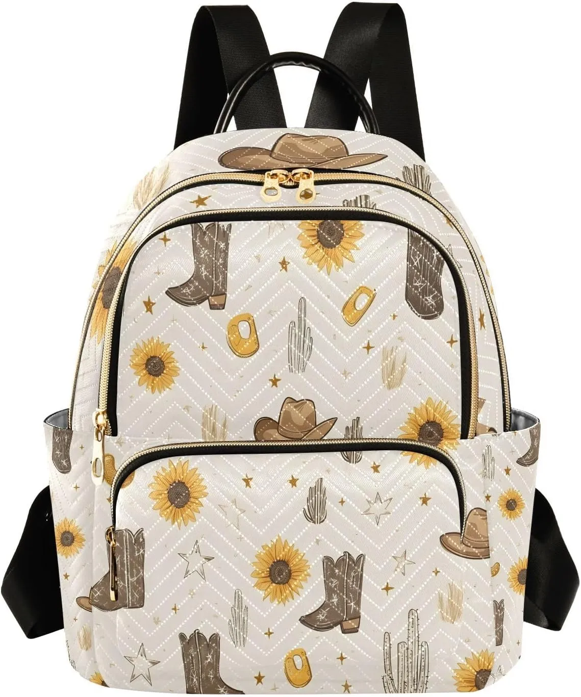 Mini Backpack for Women Cowboy Boots Cactus Sunflower Pattern Small Purse Daypacks Stylish Bags Lightweight Travel Backpacks for College Shopping Work Dating