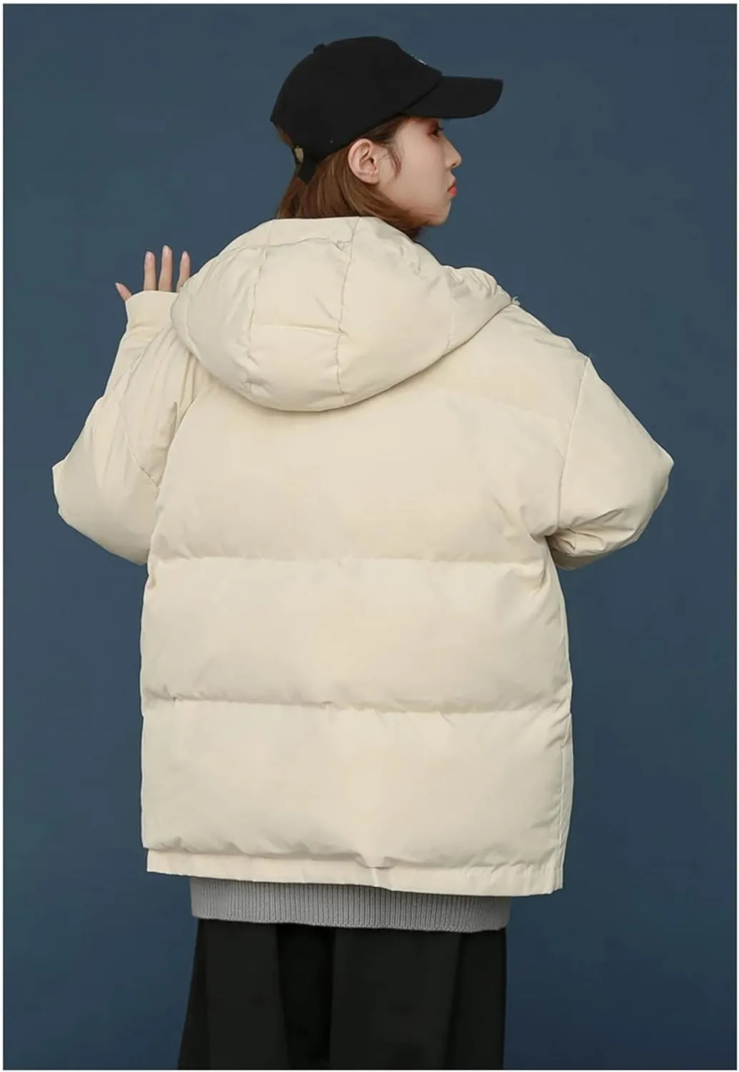 Mnjyihy Women Mid-Length Down Jackets Coat Winter Thick Warm Plus Size Puffer Cotton Padded Purple Parker Jackets