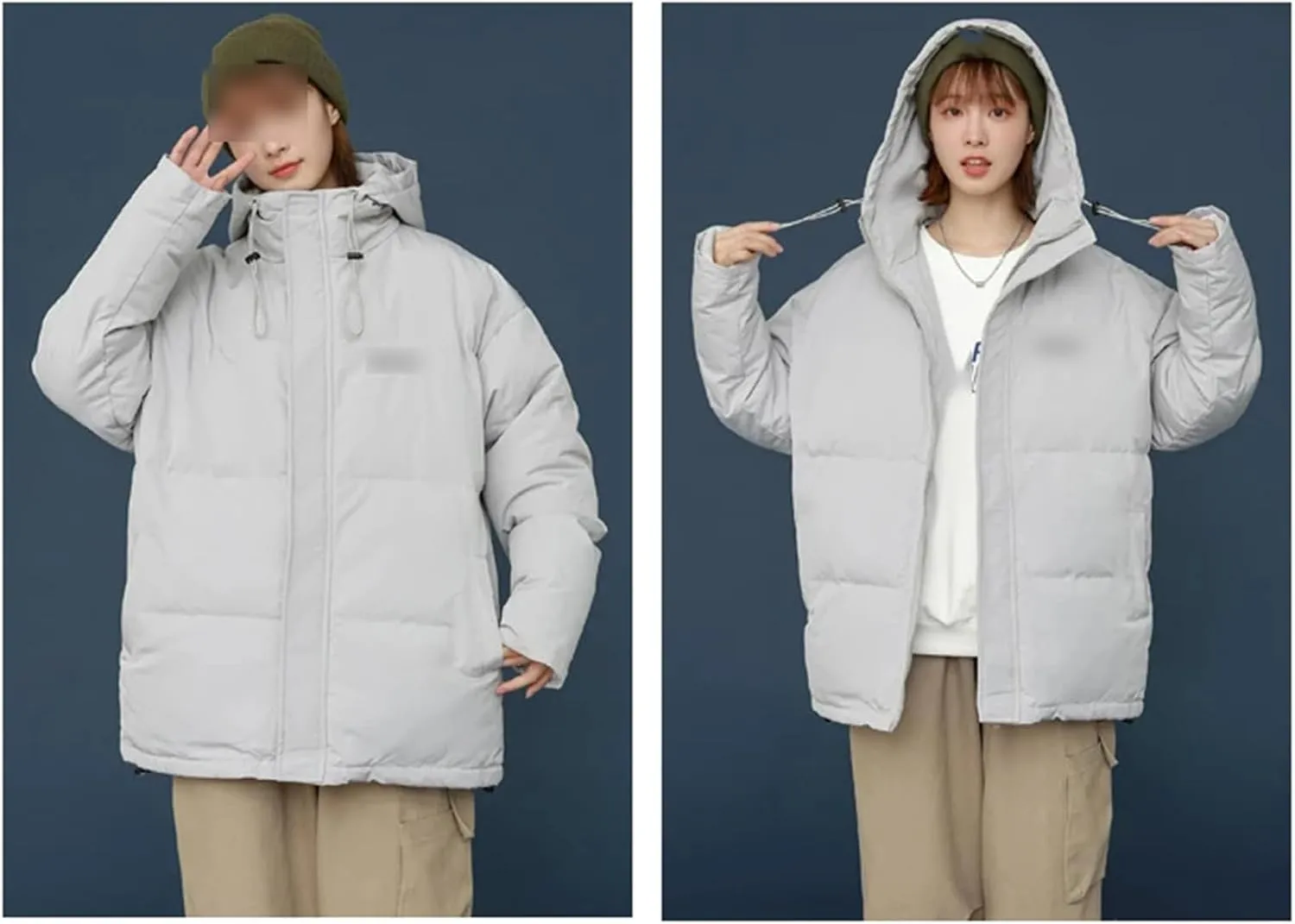Mnjyihy Women Mid-Length Down Jackets Coat Winter Thick Warm Plus Size Puffer Cotton Padded Purple Parker Jackets