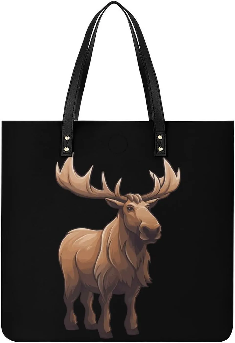 Moose Tote Bags PU Leather Top Handle Satchel Handbags Shoulder Bags Travel Purse for Women Men