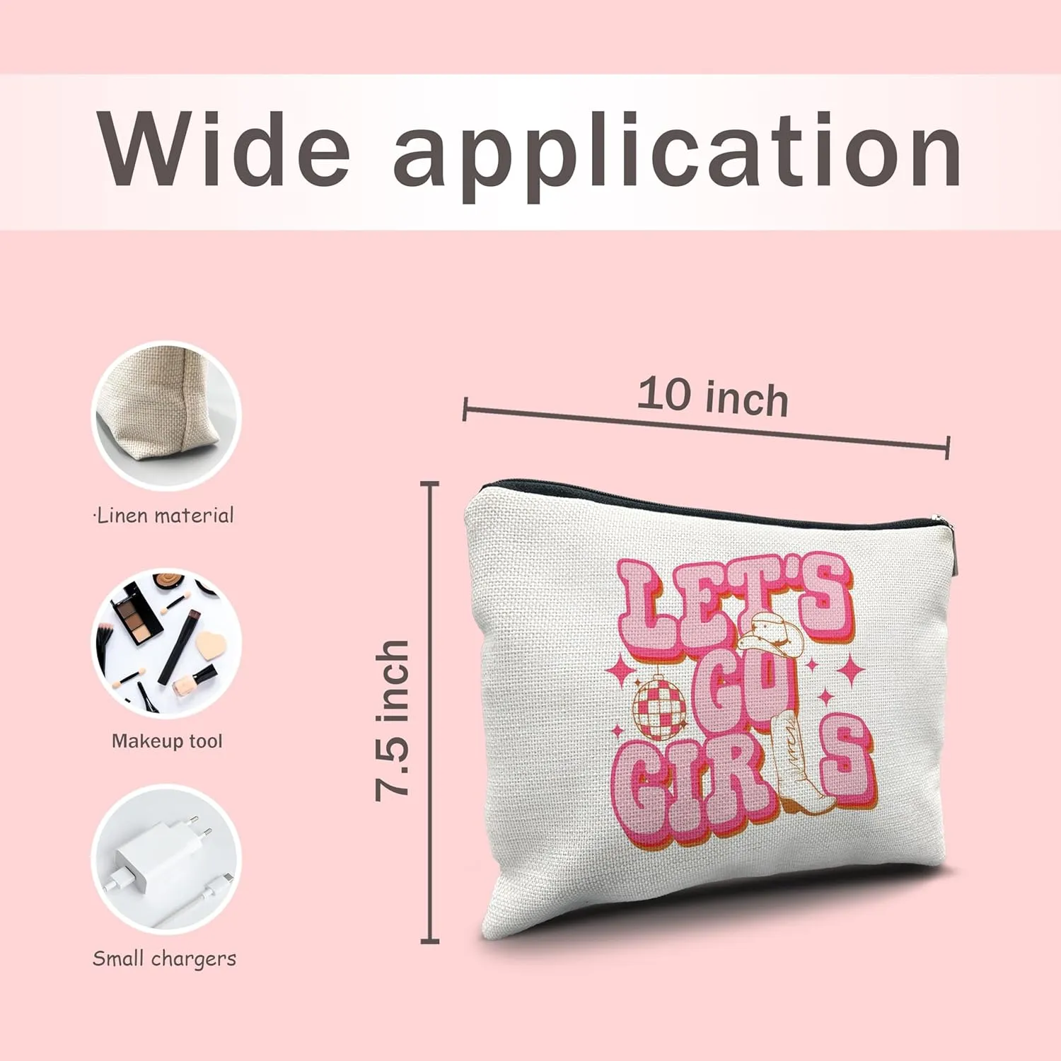 Nogrit Western Makeup Cosmetic Bag, Let's Go Girls Cowgirl Hat Boots Disco Ball Travel Toiletry Bag, Bachelorette Party Favors, Gifts for Women Teen Girls
