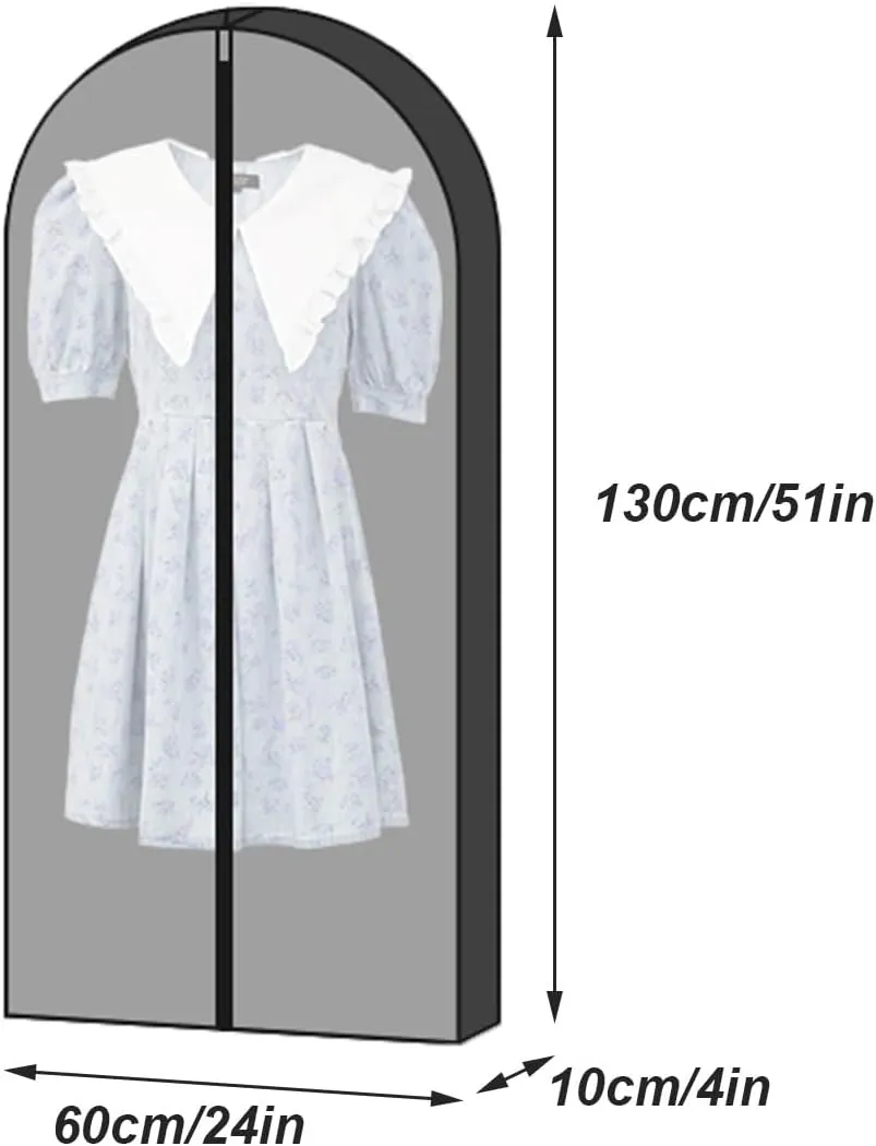 Non-Woven Suit Bags for Closet Storage, Garment Bag with Zipper and Visible Transparent Window, Garment Covers for Coat T-Shirts Down Jacket, 3 Packs(Black,60x10x130cm/24x4x51in)