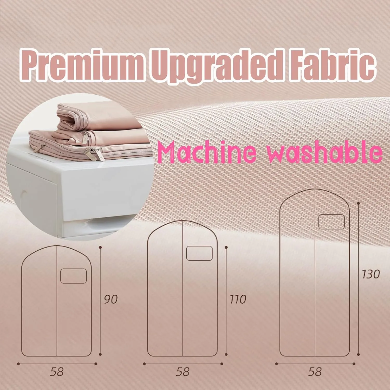 Otherwise Garment Bag, 2025 Space Saving Hanging Garment Bag with Self Compression Zipper, for Winter Coat, Seasonal Clothes (PINK, M)