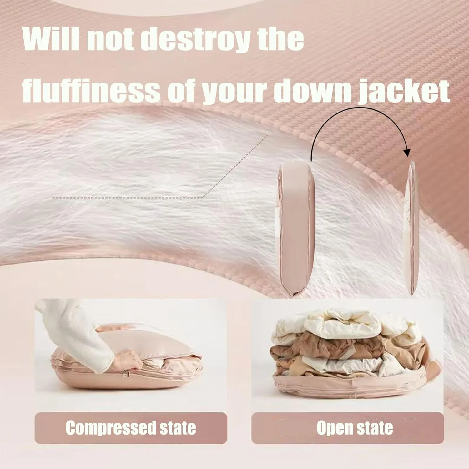 Otherwise Garment Bag, 2025 Space Saving Hanging Garment Bag with Self Compression Zipper, for Winter Coat, Seasonal Clothes (PINK, M)