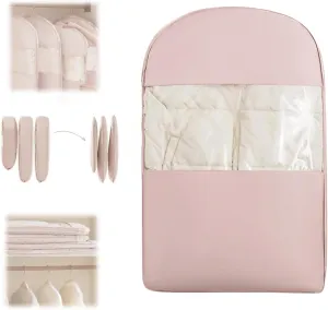 Otherwise Garment Bag, 2025 Space Saving Hanging Garment Bag with Self Compression Zipper, for Winter Coat, Seasonal Clothes (PINK, M)