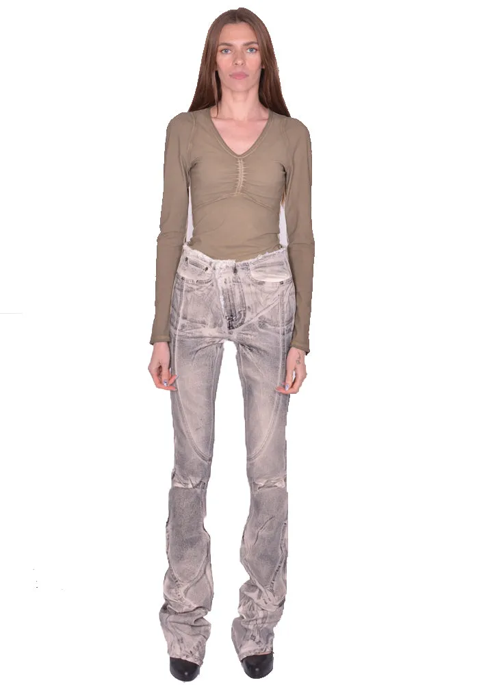 OTTOLINGER 1170804921 RAW-EDGE DRAPE DENIM PANTS CREAM/BLACK (NEW SEASON SS25)