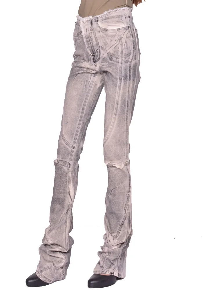 OTTOLINGER 1170804921 RAW-EDGE DRAPE DENIM PANTS CREAM/BLACK (NEW SEASON SS25)