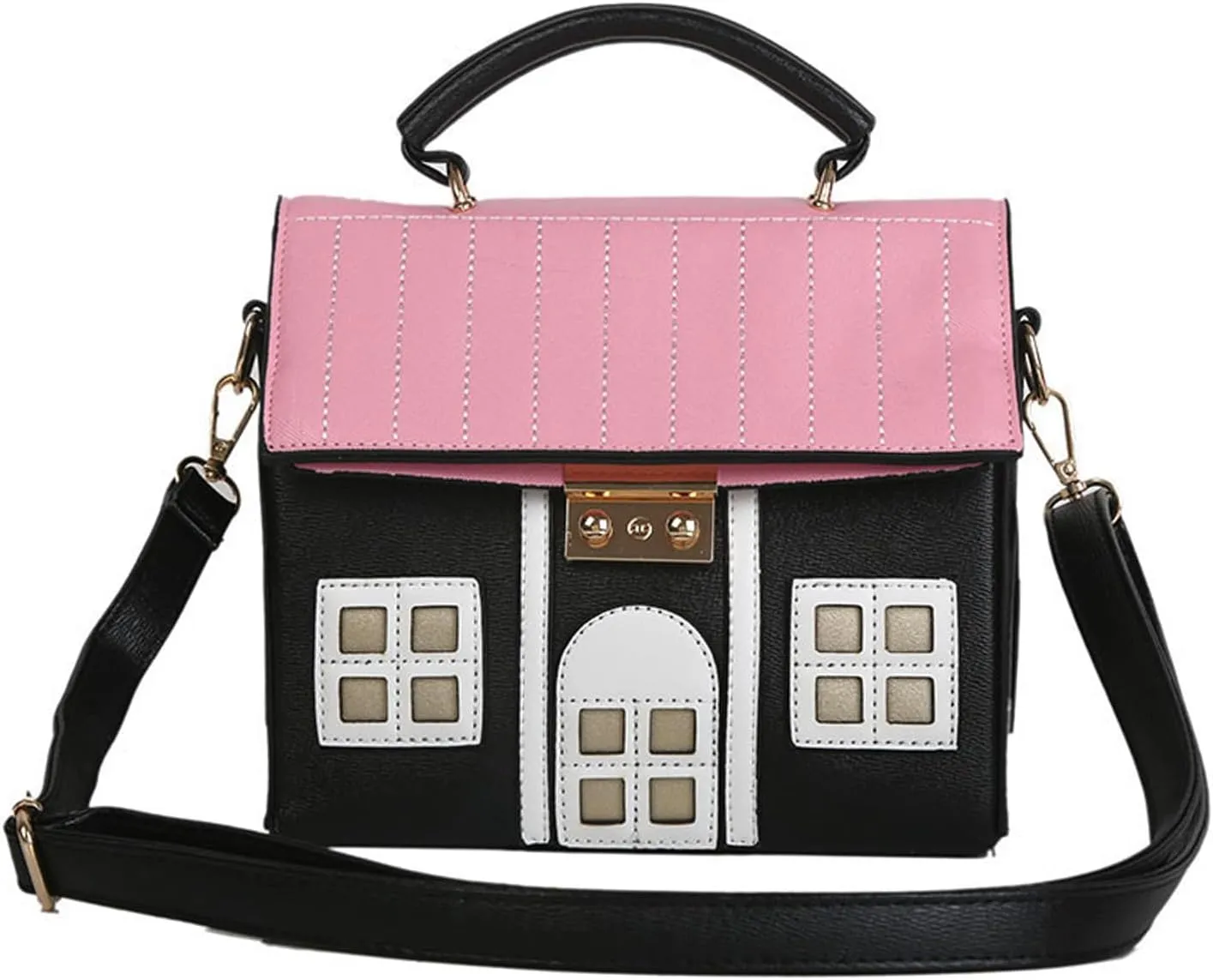 Oweisong Unique Novelty Purse for Women Cute House Shape Handbag Tote Leather Fun Cellphone Crossbody Shoulder Bag