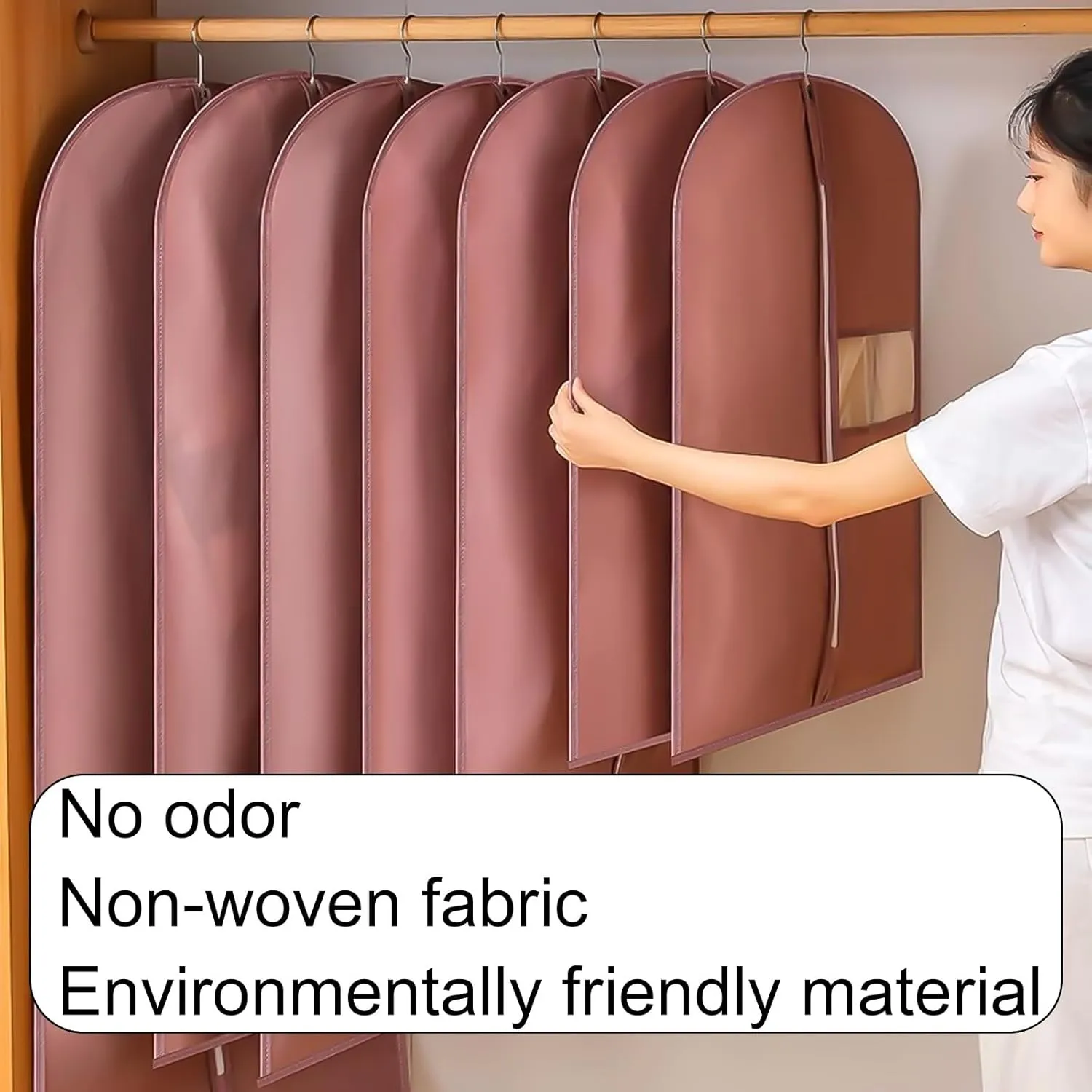 Pack of 5 Garment Bags for Hanging Clothes, Clothes Bag with Transparent Window, Suitable for Protecting Suits, Jackets(Gray,60x120cm/24x47in)