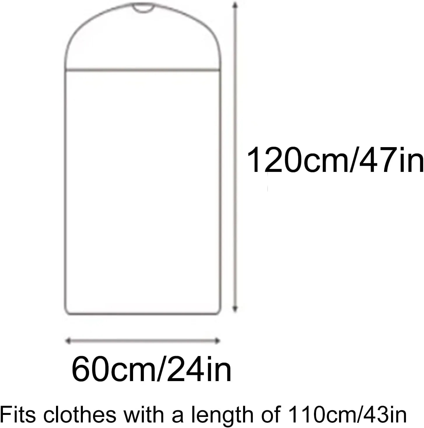 Pack of 5 Garment Bags for Hanging Clothes, Clothes Bag with Transparent Window, Suitable for Protecting Suits, Jackets(Gray,60x120cm/24x47in)