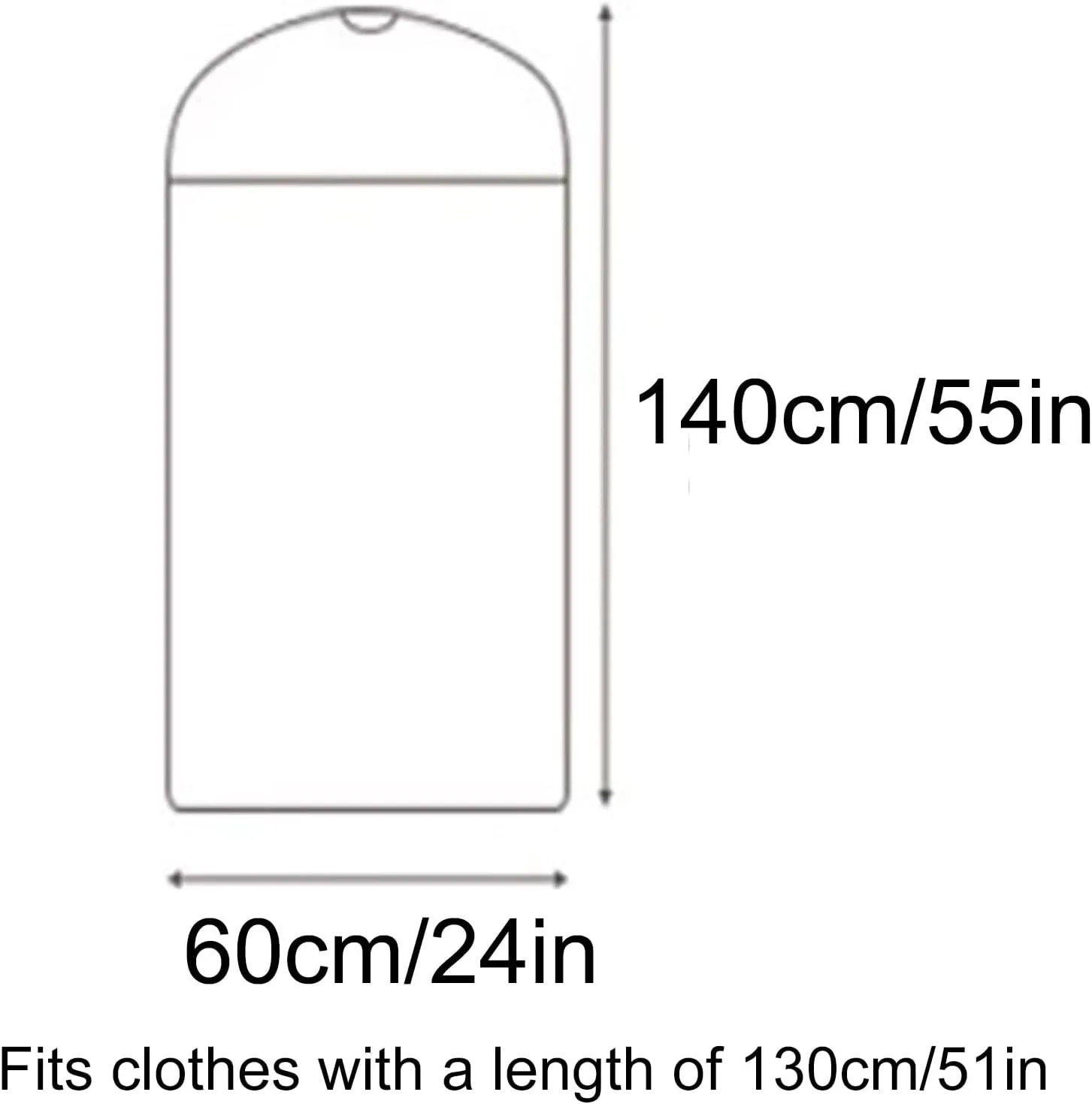 Pack of 5 Garment Bags for Hanging Clothes, Clothes Bag with Transparent Window, Suitable for Protecting Suits, Jackets(Green,60x140cm/24x55in)