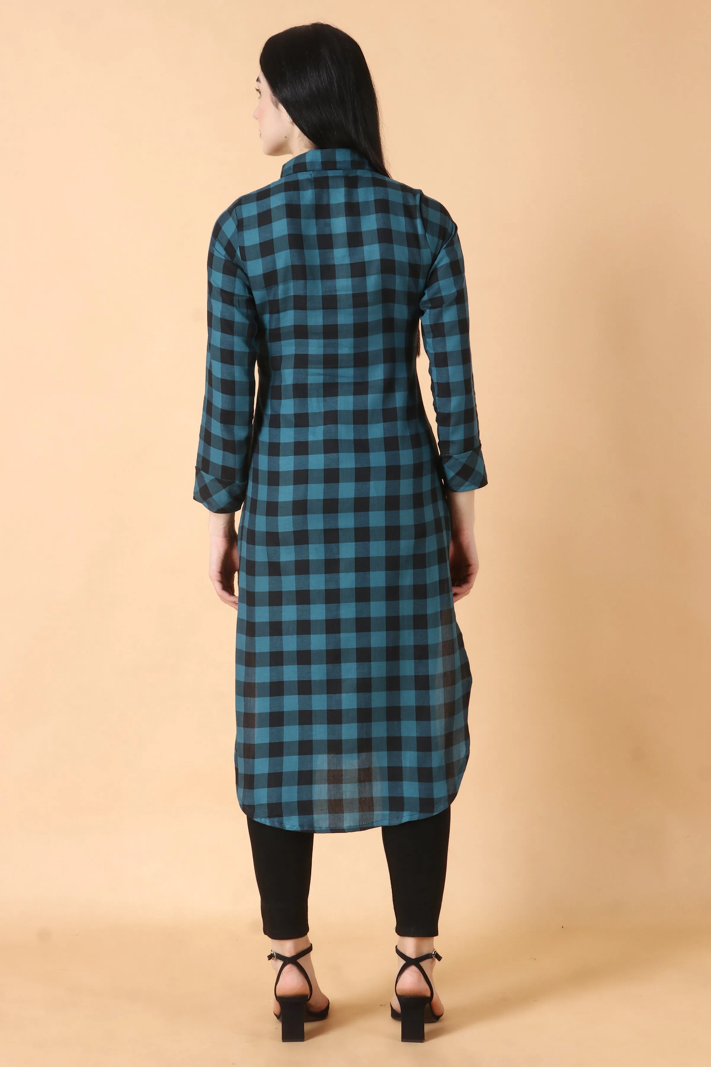 Peacock Checked Woollen Kurta