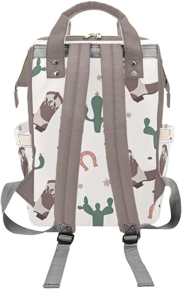 Personalized Cowboy Boots Cactus Tropical Diaper Bag Backpack Bookbag Name Daypack Large Mommy Bag for Adult Girl Boy Birthday