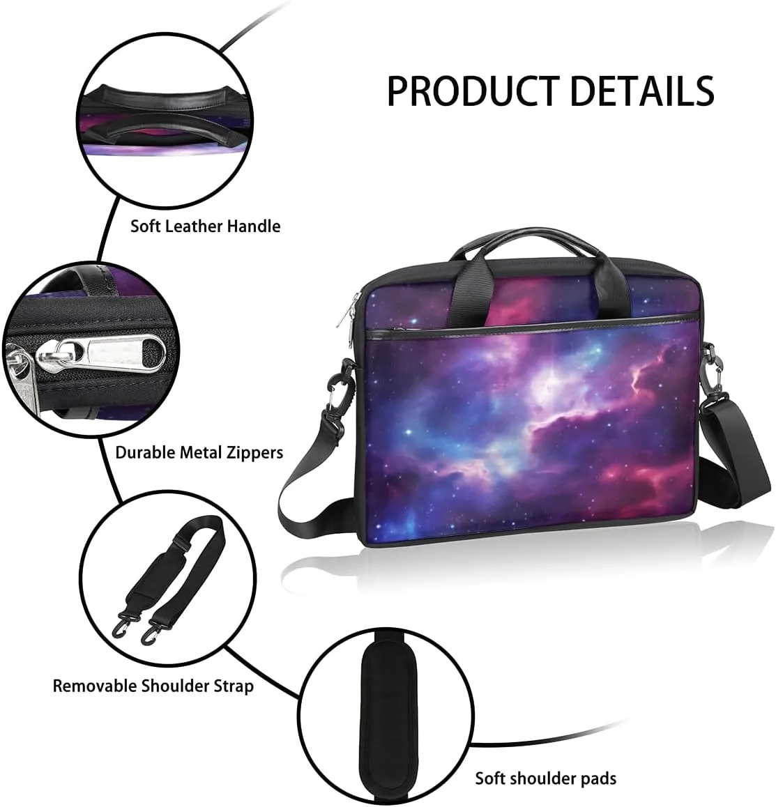 Planet Fun Pattern Laptop Shoulder Bag for Tablet Computer Notebook Sleeve Messenger Carrying Case Briefcase Tote