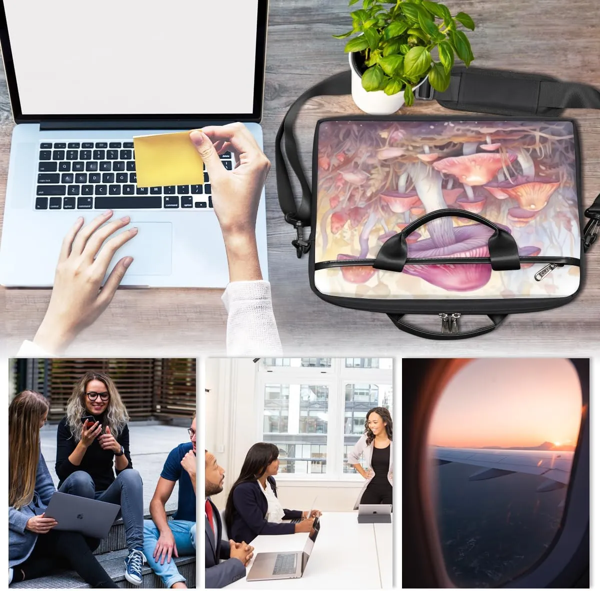Planet Fun Pattern Laptop Shoulder Bag for Tablet Computer Notebook Sleeve Messenger Carrying Case Briefcase Tote