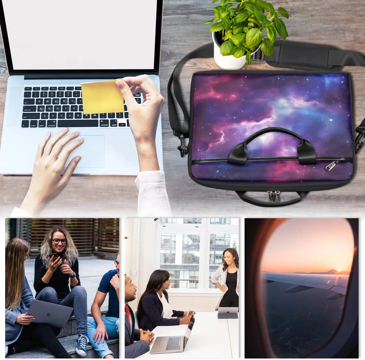 Planet Fun Pattern Laptop Shoulder Bag for Tablet Computer Notebook Sleeve Messenger Carrying Case Briefcase Tote