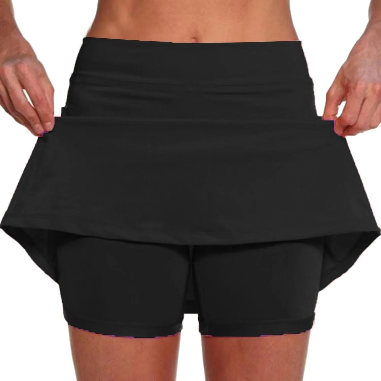 Plus Size Skorts for Women Tummy Control High Waisted Athletic Tennis Golf Skirt with Shorts Pockets Lightweight Biker Shorts