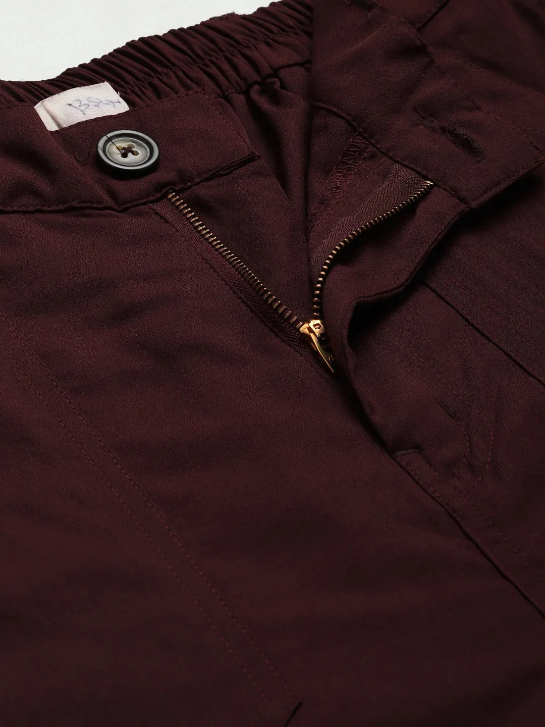 plusS Women Maroon Cropped Trousers