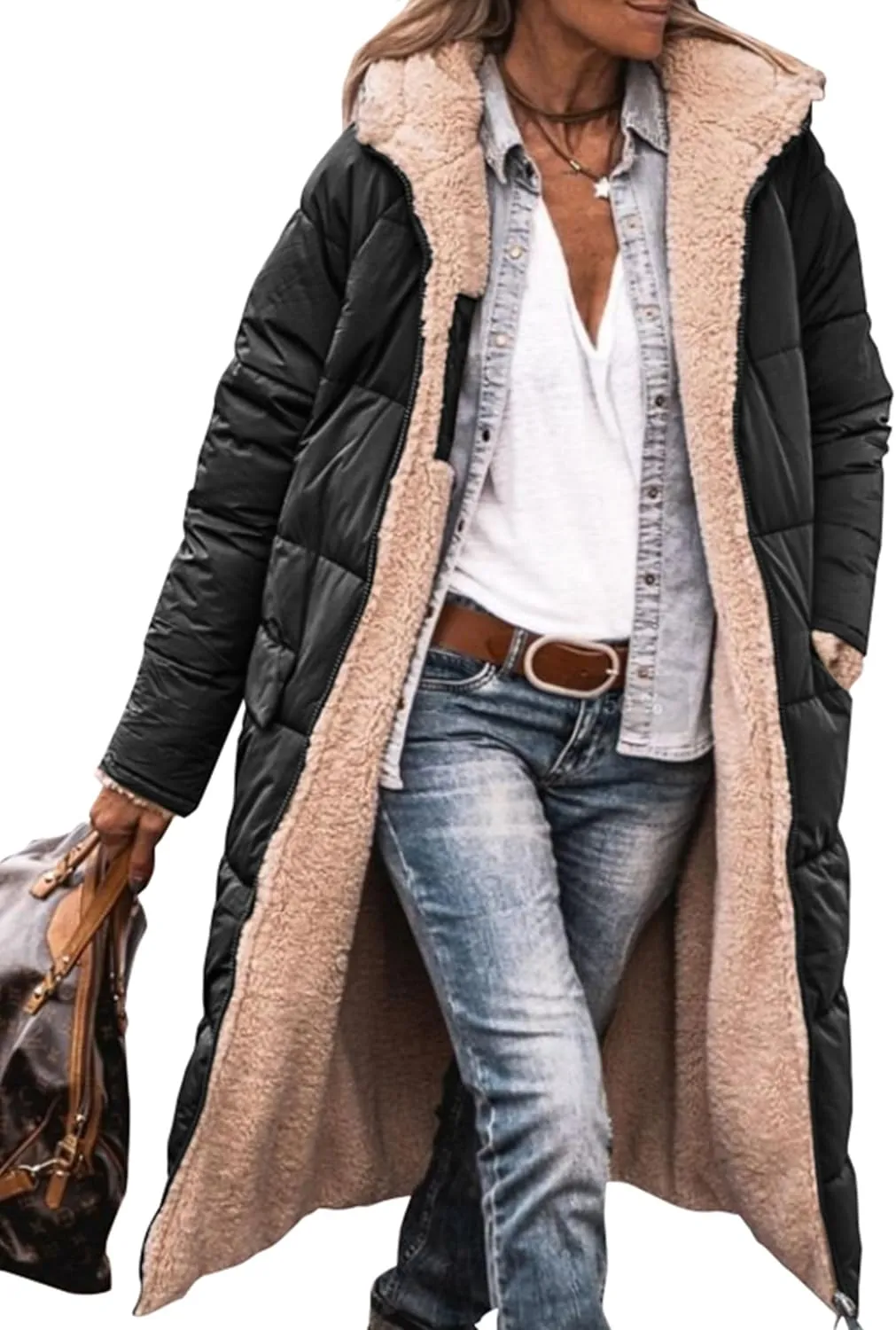 PRETTYGARDEN Women's 2025 Winter Fashion Clothes Oversized Shearling Fleece Long Coats Jackets