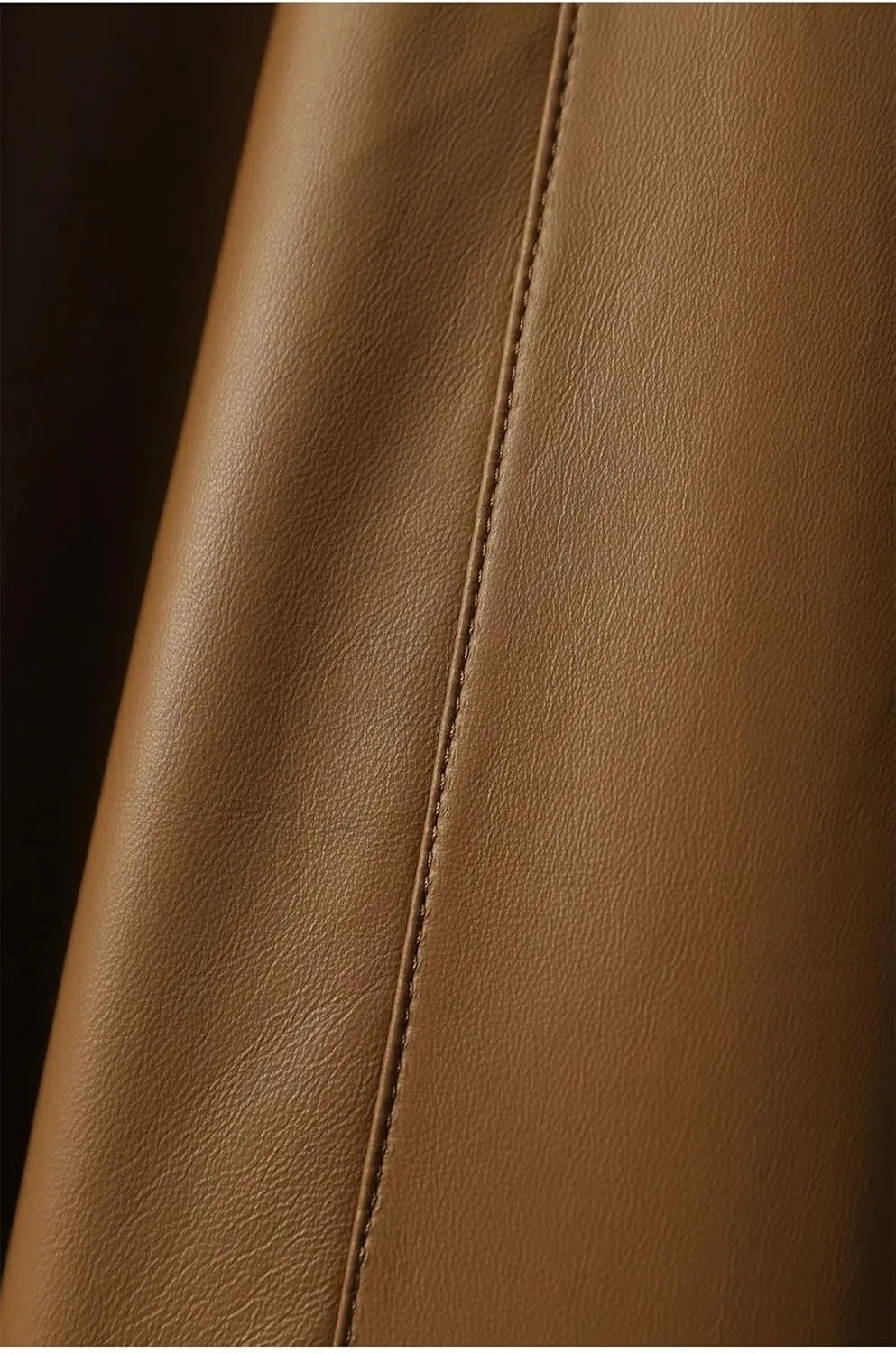 Pulcykp Women Leather A-Line Midi Skirt High Waist Leather Umbrella Skirt Solid Office Formal Skirt
