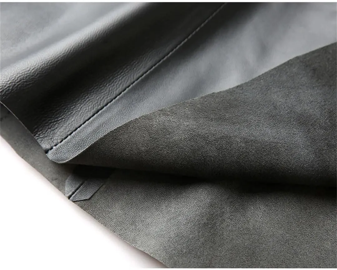 Pulcykp Women Leather A-Line Midi Skirt High Waist Umbrella Skirt Solid Pockets Big Hem Skirt