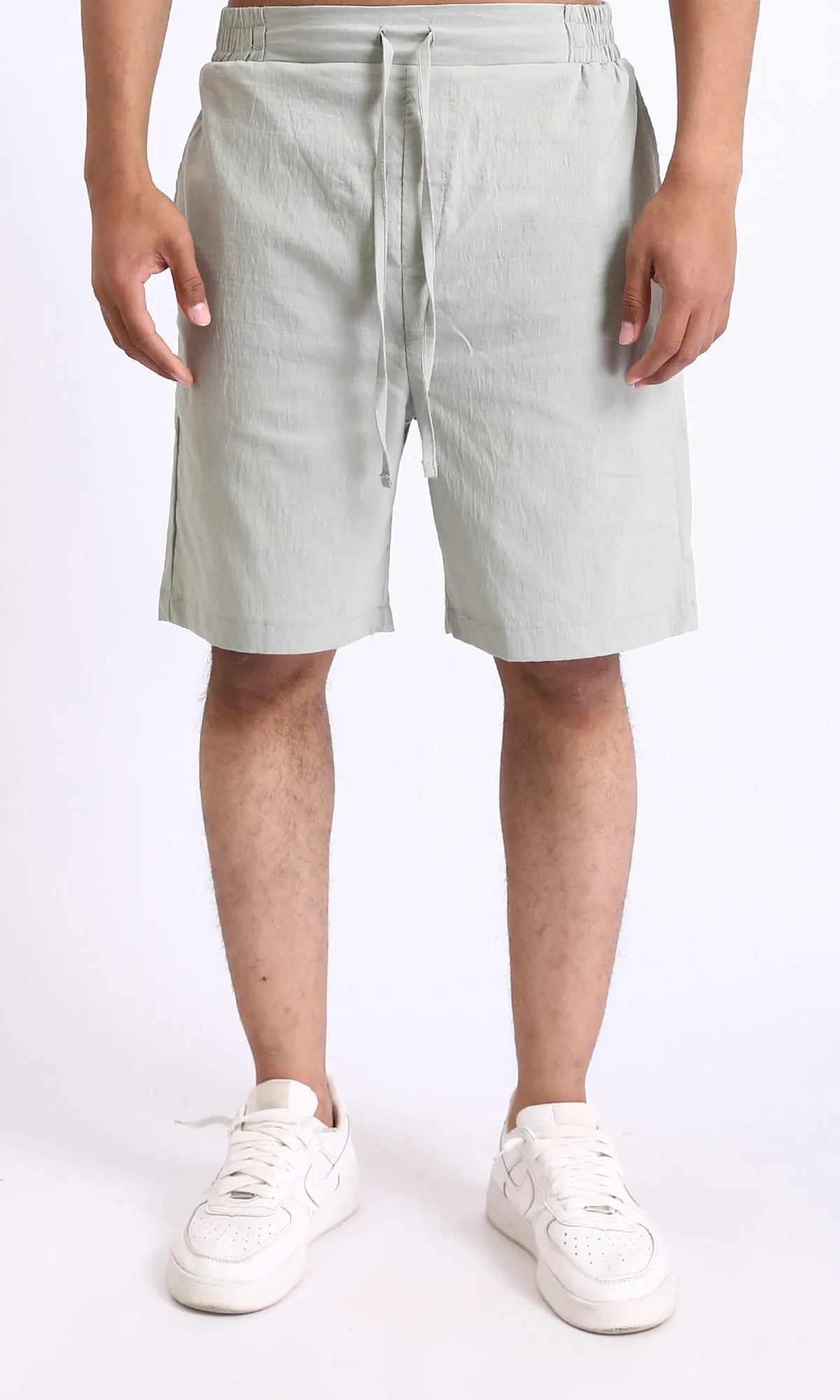 R208145 - Slip On Solid Shorts with Drawstring - Pastel Mint
