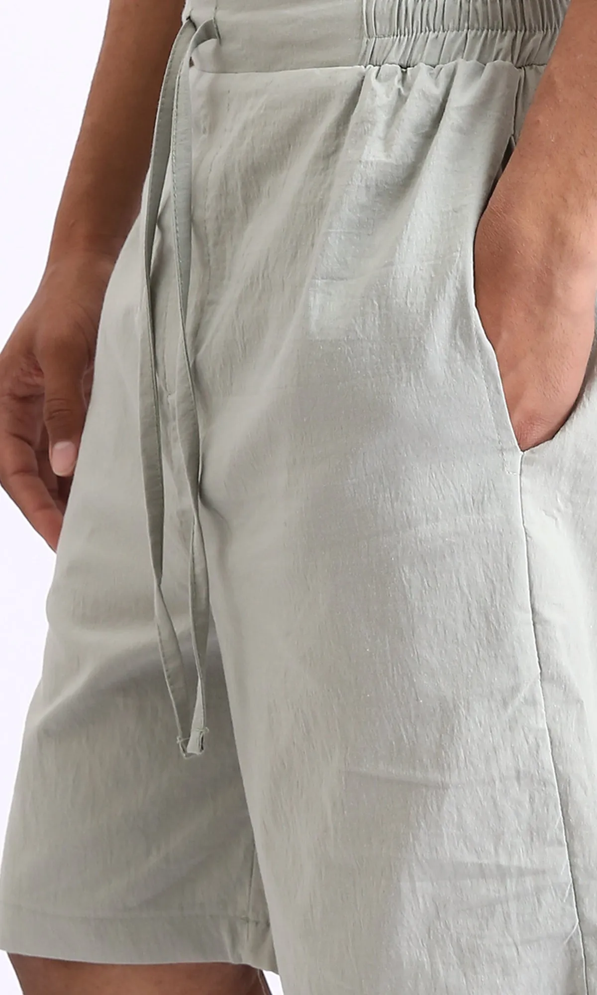 R208145 - Slip On Solid Shorts with Drawstring - Pastel Mint
