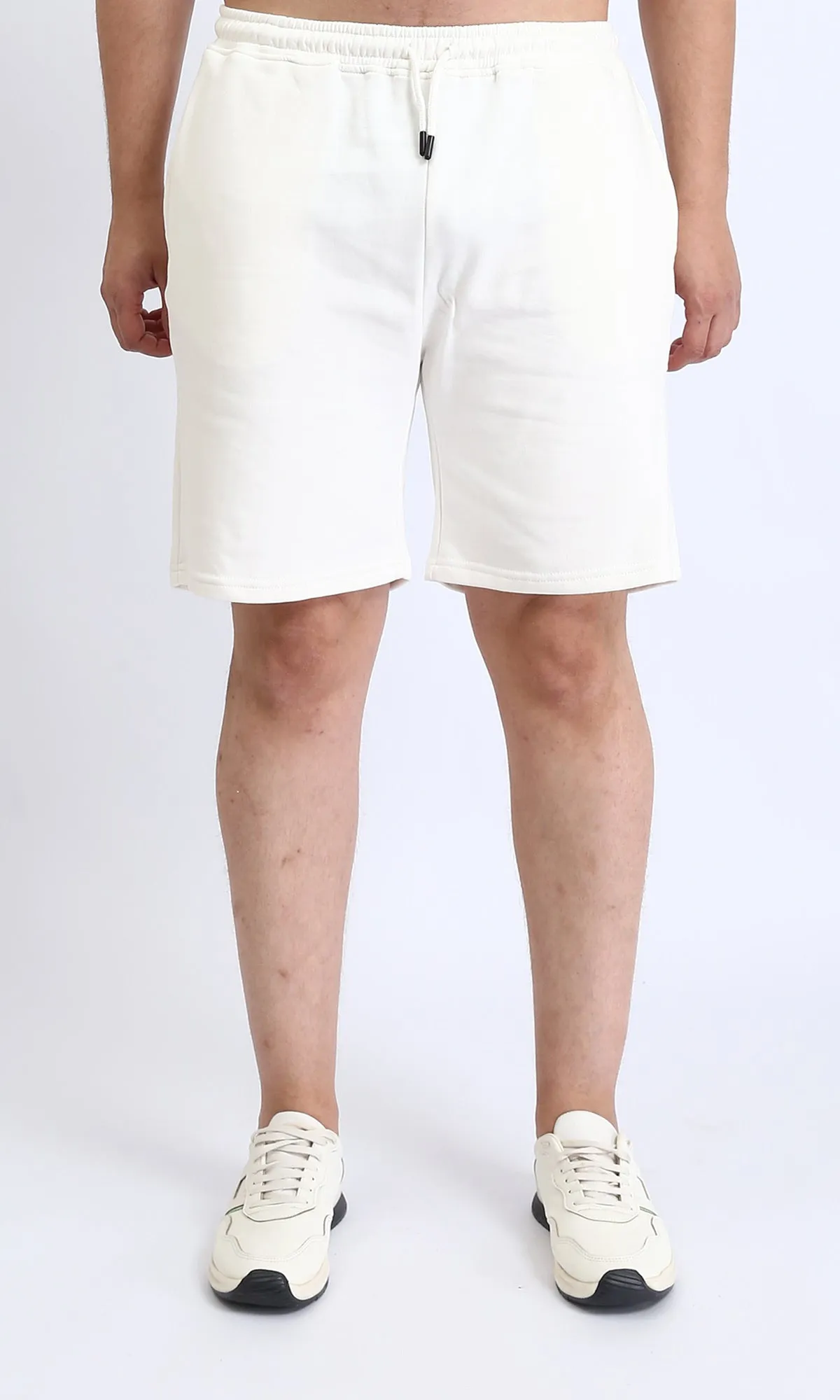 R208171 - Elastic Waist with Drawstring Shorts - Off-White