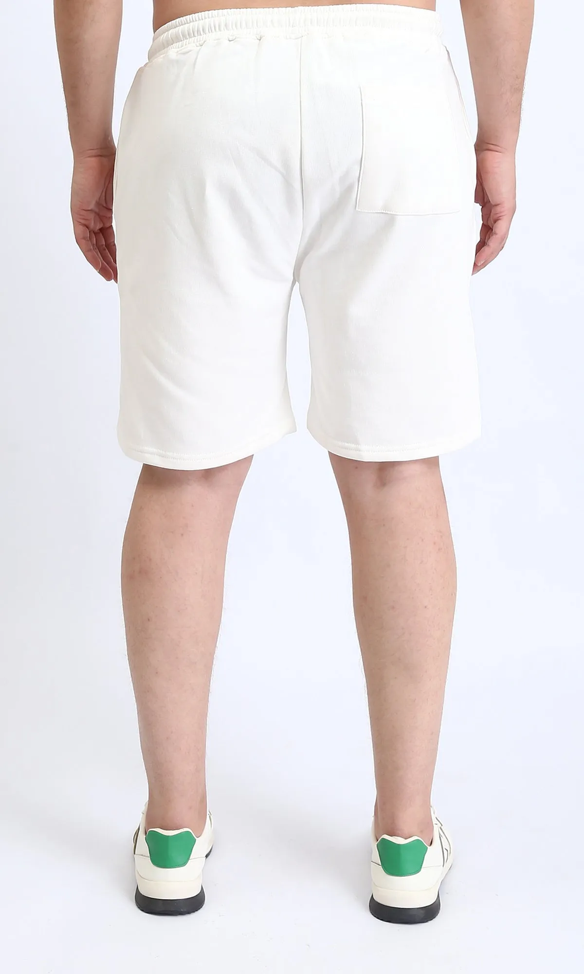 R208171 - Elastic Waist with Drawstring Shorts - Off-White