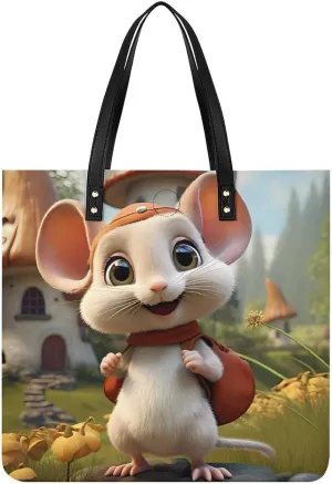 Rat Tote Bags PU Leather Top Handle Satchel Handbags Shoulder Bags Travel Purse for Women Men