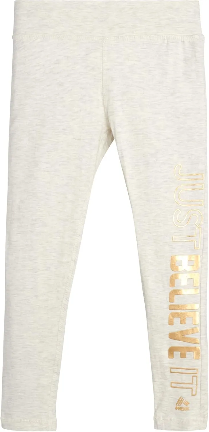 RBX Girls' Active Leggings - 2 Pack Cotton Stretch Yoga Pants and Kids Tights - Athletic Leggings for Girls (Sizes: 4-16)