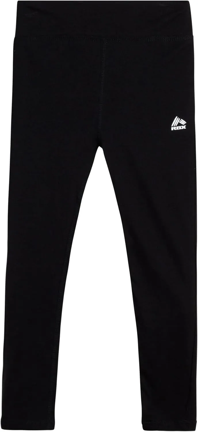 RBX Girls' Active Leggings - 2 Pack Cotton Stretch Yoga Pants and Kids Tights - Athletic Leggings for Girls (Sizes: 4-16)