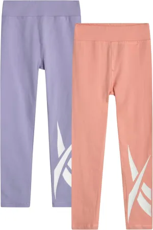 Reebok Girls Leggings - 2 Pack Athletic Performance Cotton Leggings - Yoga Pants for Girls Dance Tights (Sizes: 7-12)