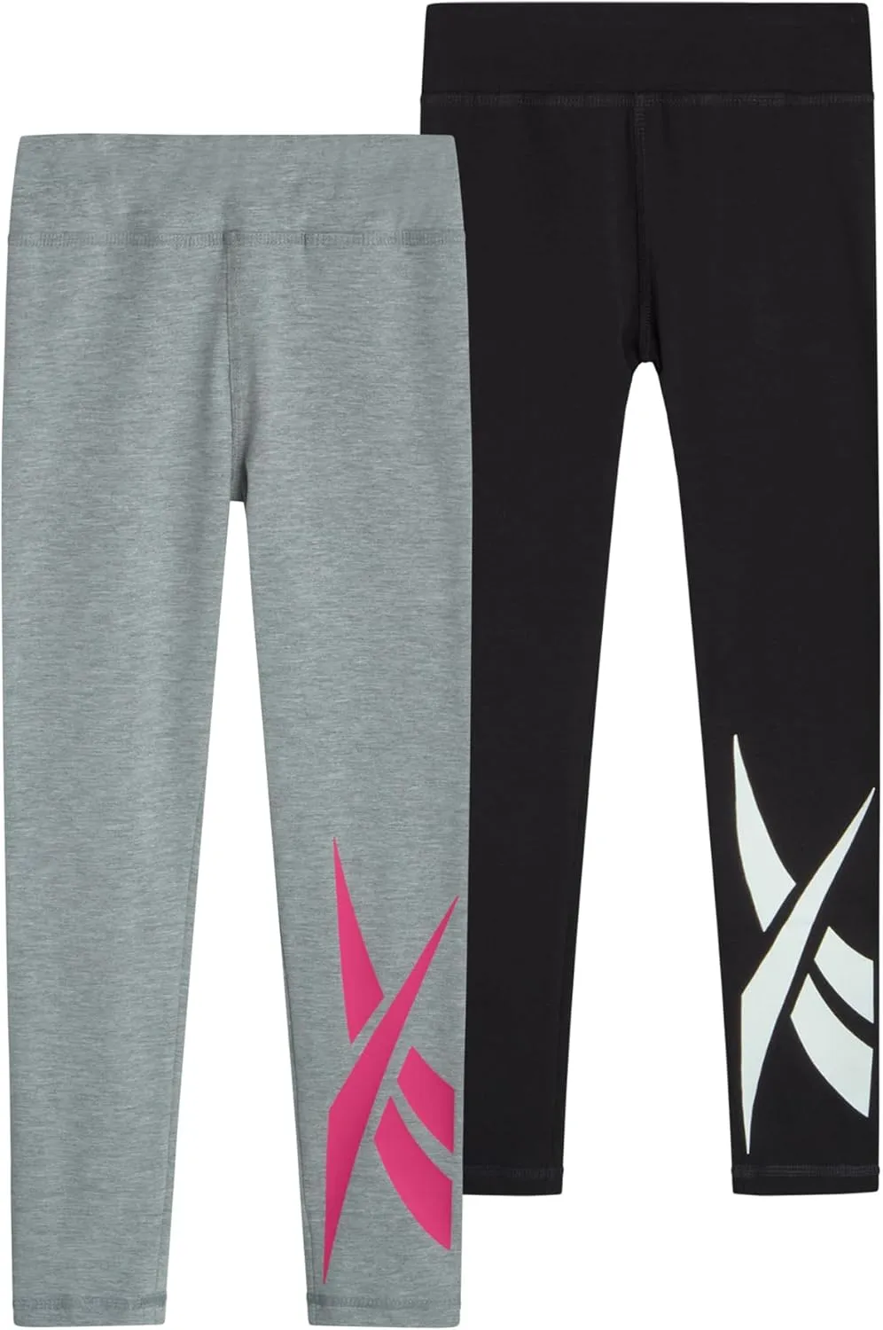 Reebok Girls Leggings - 2 Pack Athletic Performance Cotton Leggings - Yoga Pants for Girls Dance Tights (Sizes: 7-12)
