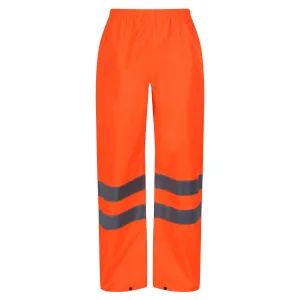 Regatta Professional Mens Hi Vis Pro Waterproof Reflective Packaway Work Over-Trousers