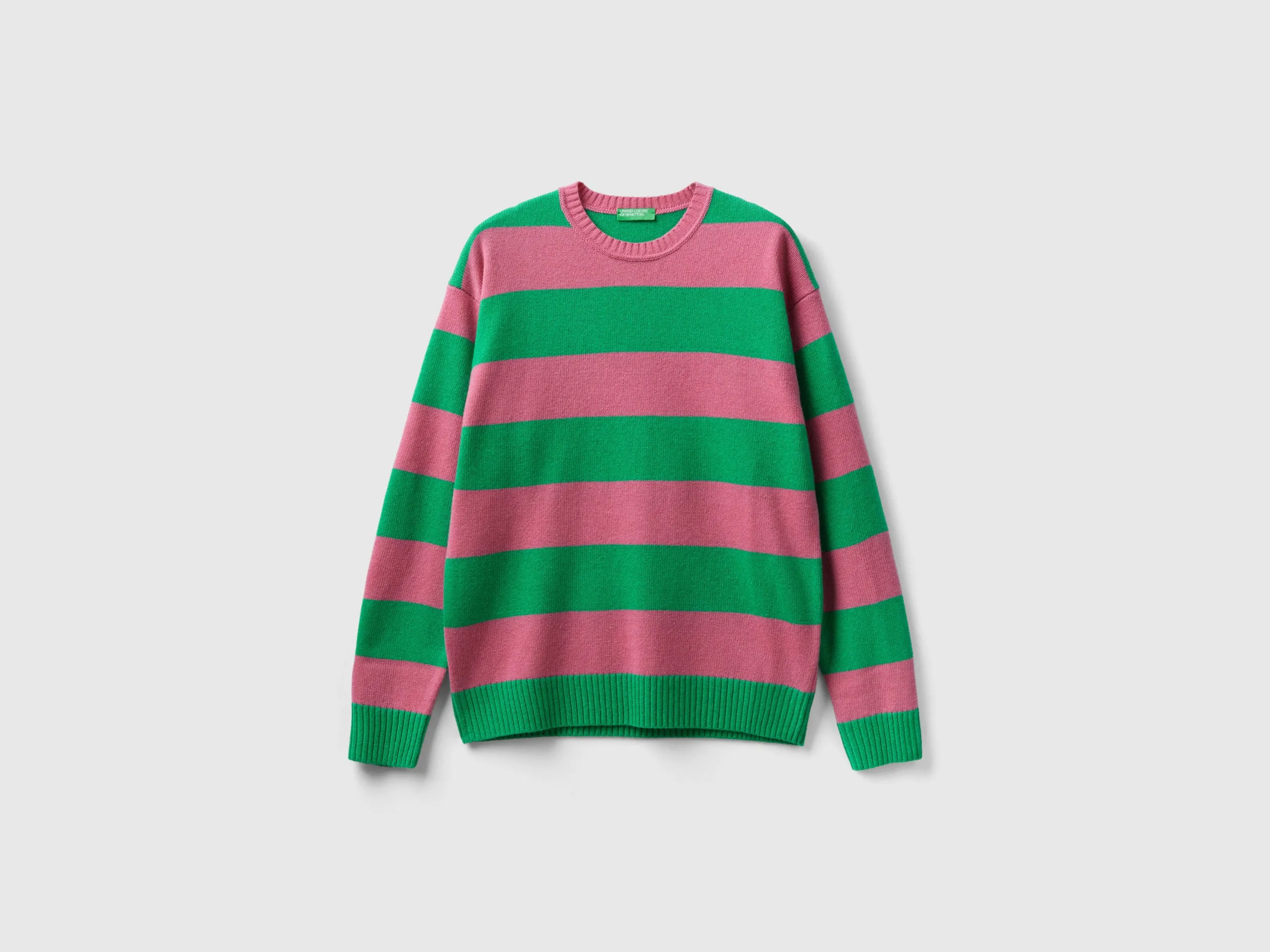 Relaxed Fit Crew Neck Striped Sweater