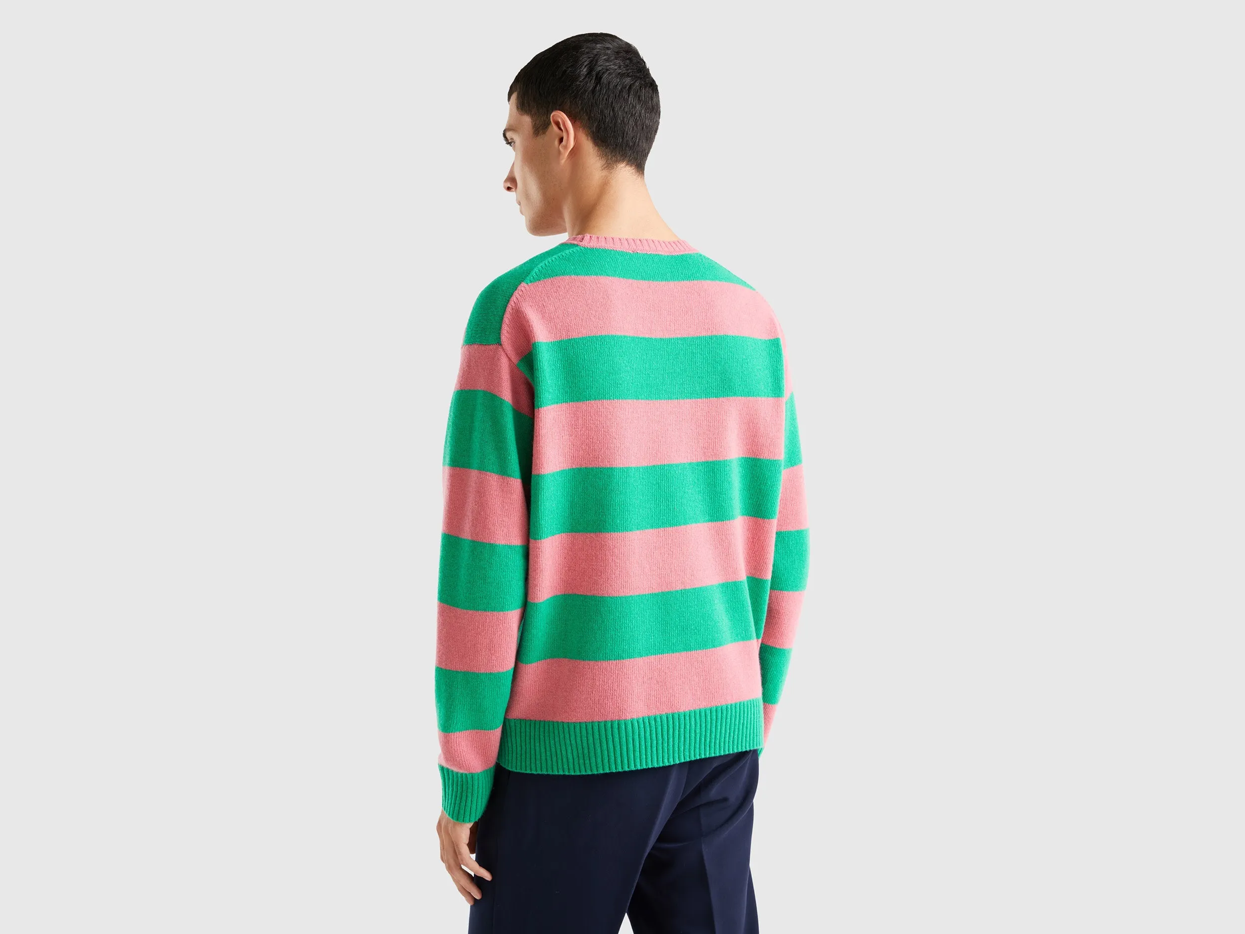 Relaxed Fit Crew Neck Striped Sweater