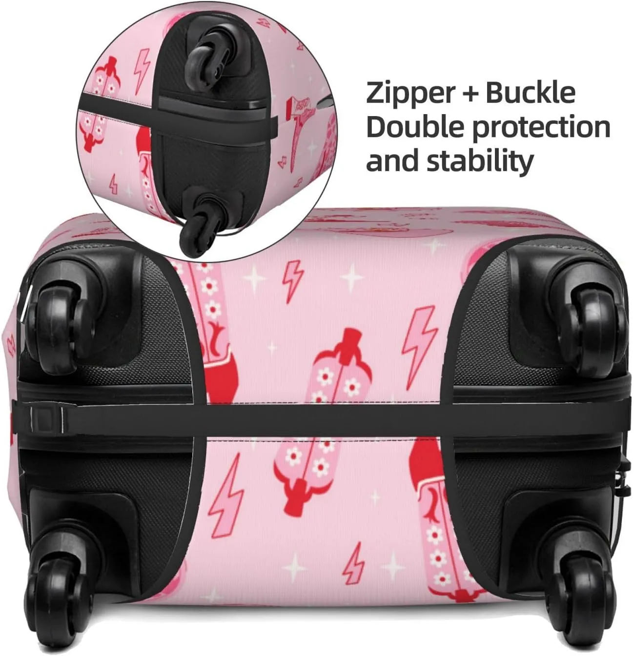 Retro pink Cowgirl boots hat Travel Luggage Covers - Elasticity Suitcase Covers Protector for Luggage 18-32 Inch