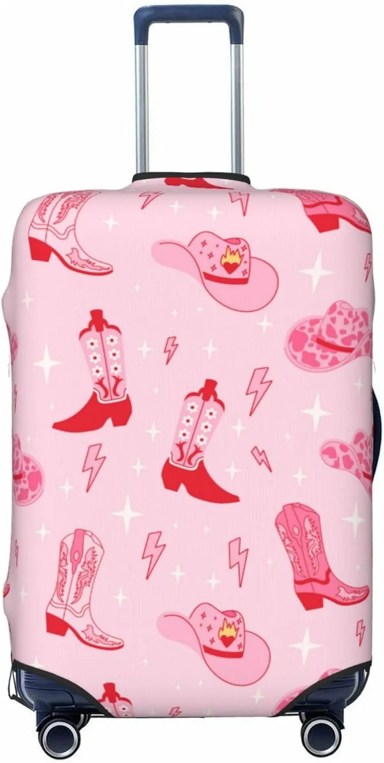 Retro pink Cowgirl boots hat Travel Luggage Covers - Elasticity Suitcase Covers Protector for Luggage 18-32 Inch