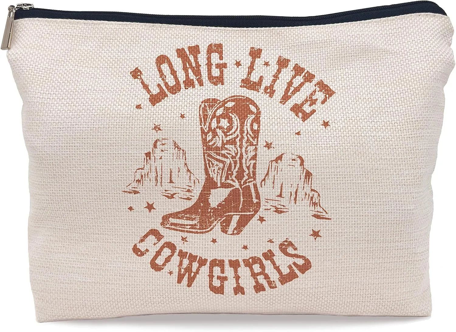 Retro Western Cowboy Boots Long Live Cowgirls Makeup Bag Cosmetic Bag Zipper Pouch Toiletry Bags,Gifts for Cowboy Cowgirl Women Teenage Girls