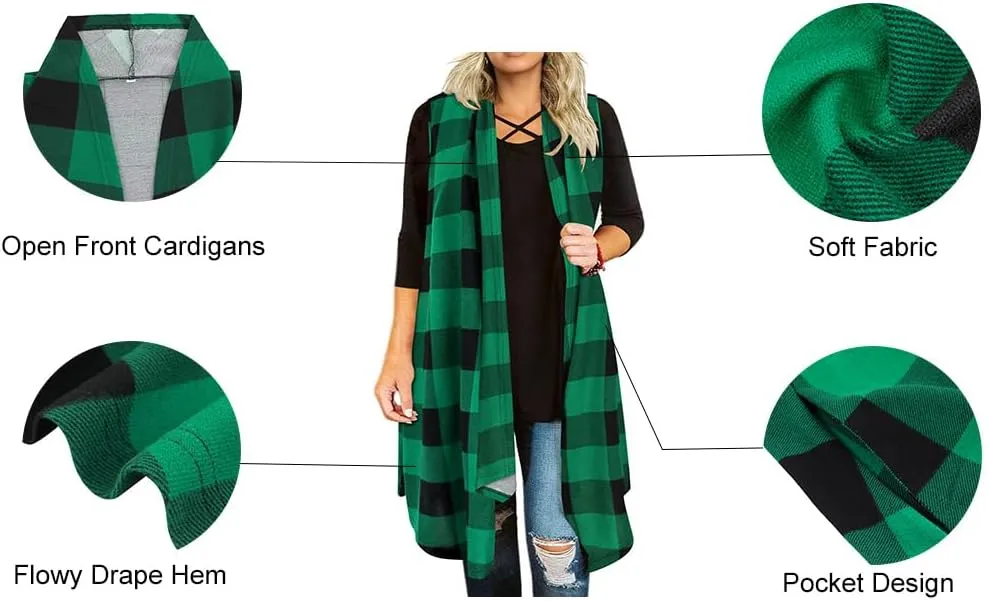 RITERA Plus Size Open Front Long Cardigan for Women Fall Long Sleeve Cardigans with Pockets Loose Lightweight Coat for Winter