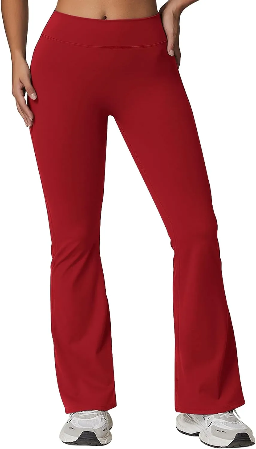 Rugkey Flare Leggings with Pockets for Women Butt Lifting Workout Leggings Gym Bell Bottom High Waisted Yoga Pants